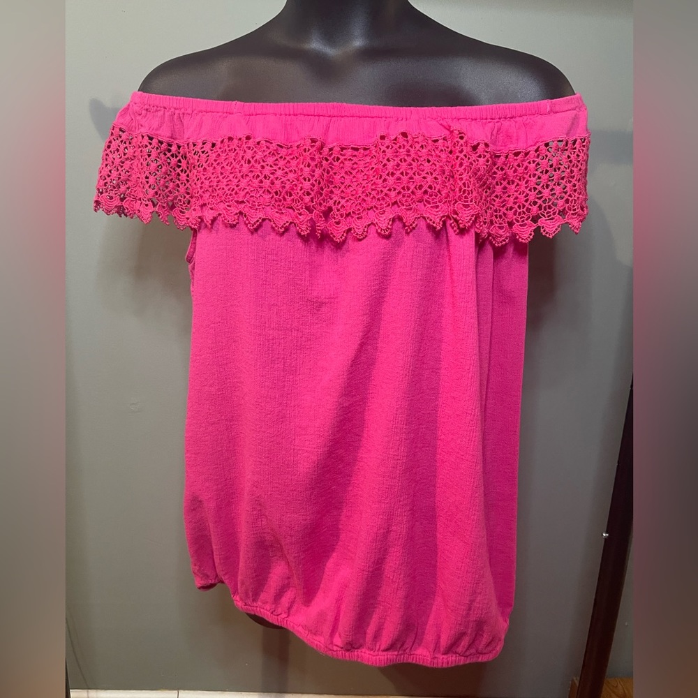 Lane Bryant Off shoulder eyelet crochet top blouse-size 18/20